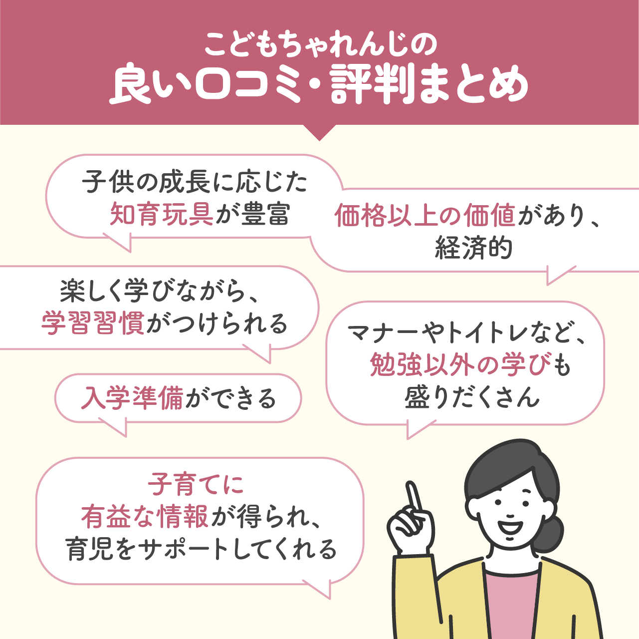 こどもちゃれんじの良い口コミ・評判まとめ
